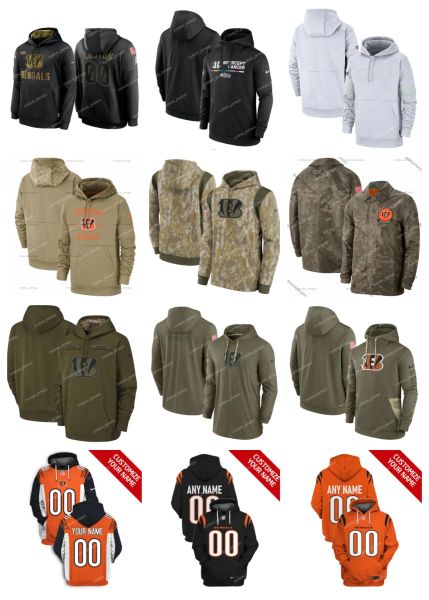 

custom men women youth cincinnati''bengals''hoodie olive 2022 salute to service therma performance pullover custom white, Black