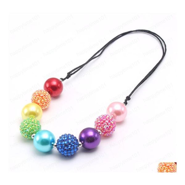 

pendant necklaces rainbow rhinstone beads chunky necklace girls kids adjustable rope colorf jewelry for child drop delivery necklace dhec8, Silver