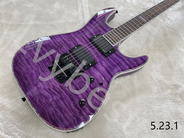 

lvyelectric guitar see thru purple wave flame black parts floyd rose style tremolo rosewood fingerboard colorful binidn