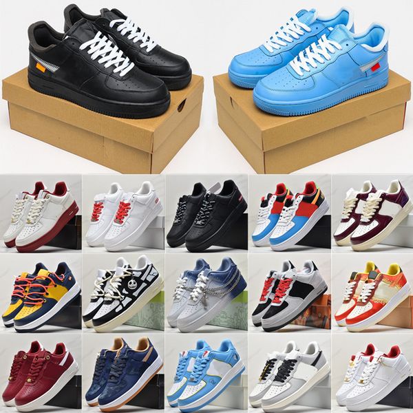 

new white x 1 low forces mca university blue 2019 mens running shoes fashion designers sneakers air one des chaussures off shoes us 36-45, Black