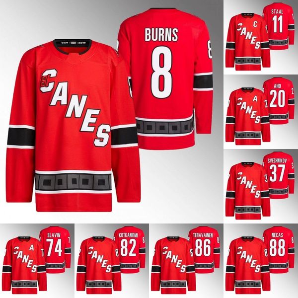 

2022-23 reverse retro jersey brent burns sebastian aho andrei svechnikov max pacioretty jesper fast jaccob slavin brady skjei jesperi kotkan, Black;red