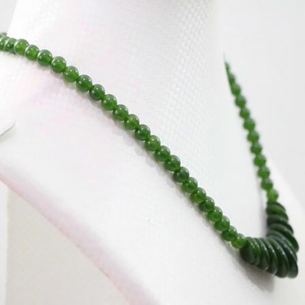 

charming green jades stone 6mm round beads women jewelry necklace 18", Silver