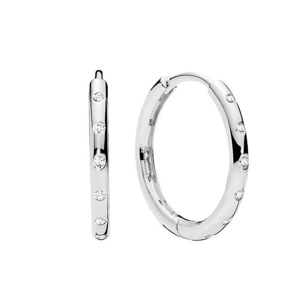 

women mens authentic sterling silver hoop earring for pandora rose gold cz diamond circle hip hop jewelry girlfriend gift earrings with orig, Golden;silver