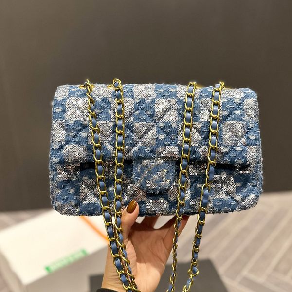 

french womens classic flap sequins quilted bags blingbling blingbling large capacity gold metal chain hardware matelasse chain crossbody sho
