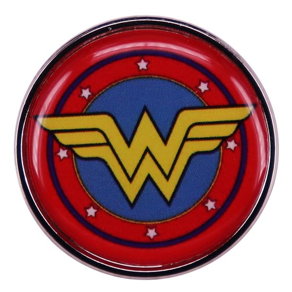 

comics wonderxwoman logo enamel pin button badge brooch funny hero, Blue