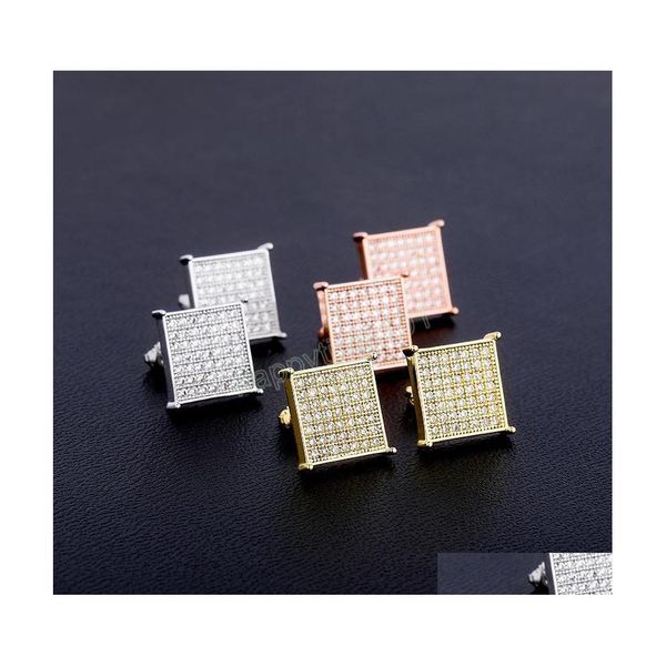 

stud copper jewelry earrings square stud crystal stone cubic zirconia cube for men women drop delivery dhgoz, Golden;silver