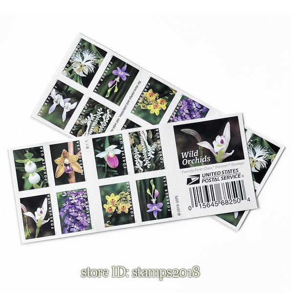 

wild orchids postage sheet of 20 us postal first class 5 sheets wedding celebration anniversary flowers