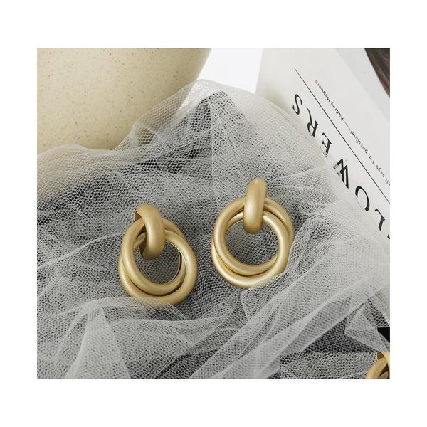 

stud fashion jewelry s925 sier post matte hoop crossed stud earrings drop delivery dhfmc, Golden;silver