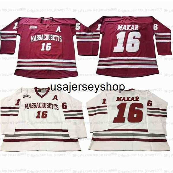 

college hockey wears custom ncaa 16 cale makar jersey massachusetts minutemen umass 35 year east jerseys stitched wine red white any, Black