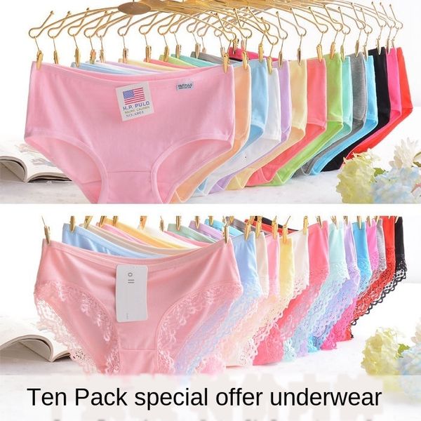

women's panties 10pcs cottonmodal panties women underwear lace underwear women solid panties soft lingerie lady female seamless briefs, Black;pink