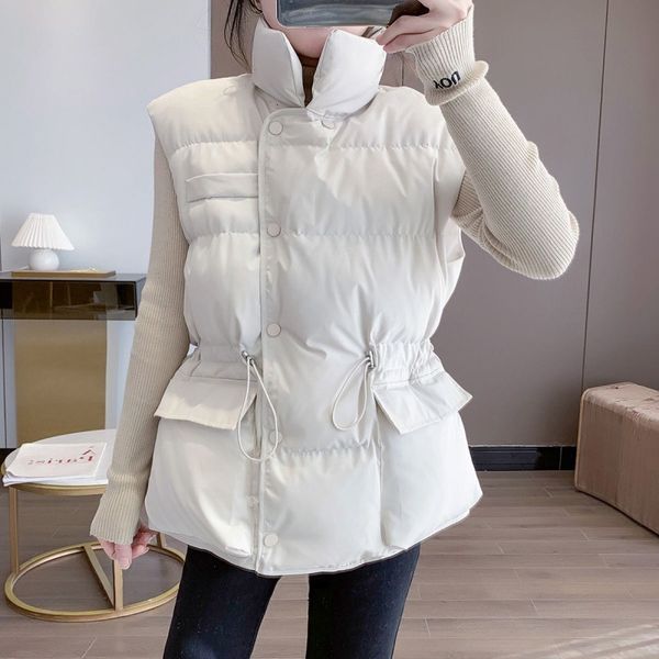 

women's vests jackets for women winter down vest women windbreaker waistcoat thick warm white duck down coat sleeveless jacket 221202, Black;white