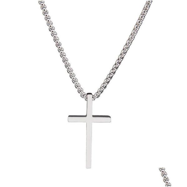 

pendant necklaces fashion jewelry cross necklace titanium steel men women hiphop choker drop delivery necklaces pendants dh2nx, Silver