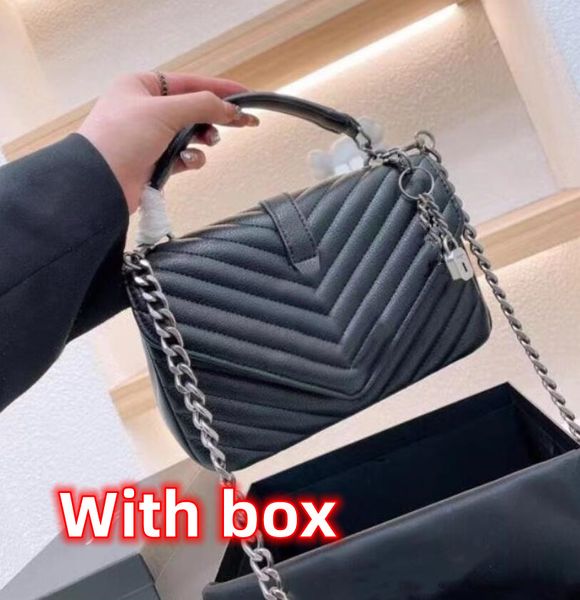 

Fashion Handbags Shoulder S Designer Bags Metal Chain Gold Sier Women Genuine Leather Bag Flip Cover Diagonal Messenger Crossbody Handbag Box