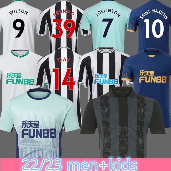 

s-4xl 22 23 soccer jersey isak botman bruno g joelinton trippier 2022 2023 united maximin wilson shelvey almiron wood football shirt men kid, Black;yellow