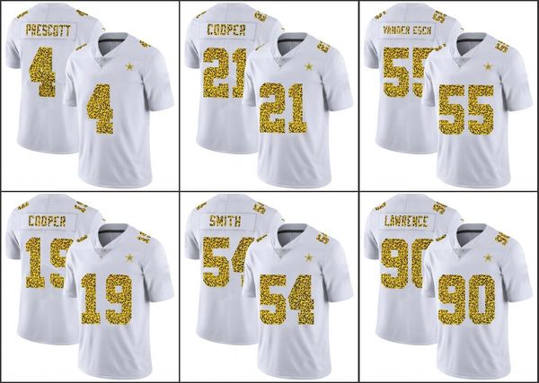 

dallas''cowboys''men #4 dak prescott 21 ezekiel elliott 88 ceedee lamb white flocked leopard print women youth limited j, Black;red