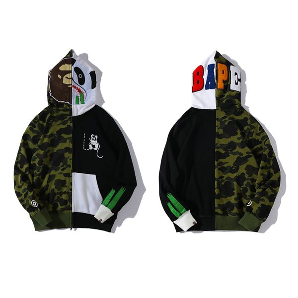 

bape mens designer ape and panda head hoodies men women camouflage long sleeve black white hooded jacket mens hoodie asian size m-3xl