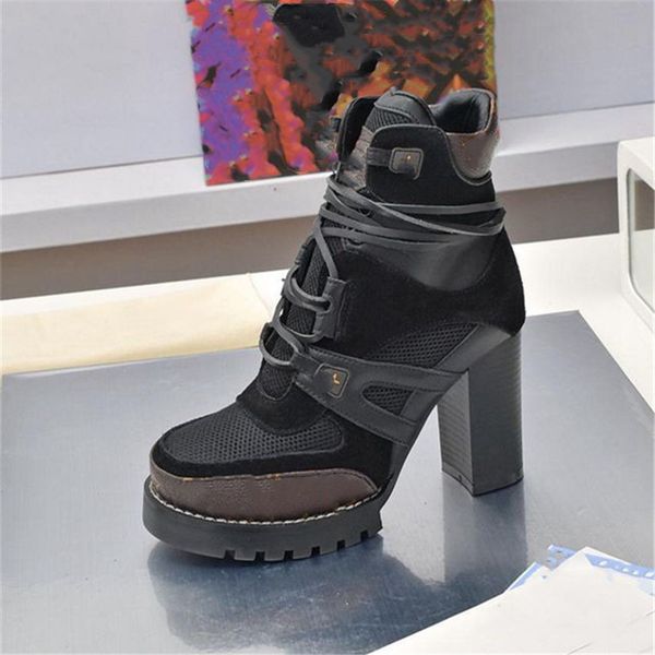 

fashion boots louiseity casual women luxury design winter warm heel snow leather thick soled sock boots viutonity 04-014, Black