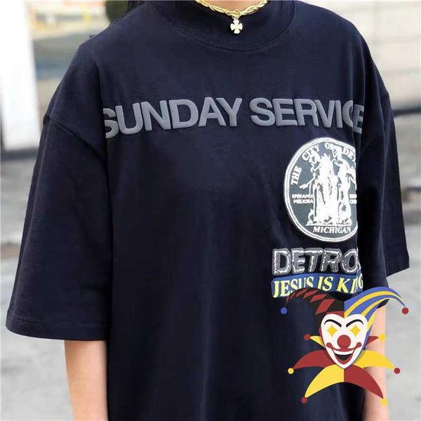 

men's t-shirts cpfm jesus is king new york state patch t-shirts men women sunday service tees t shirt t221130, White;black