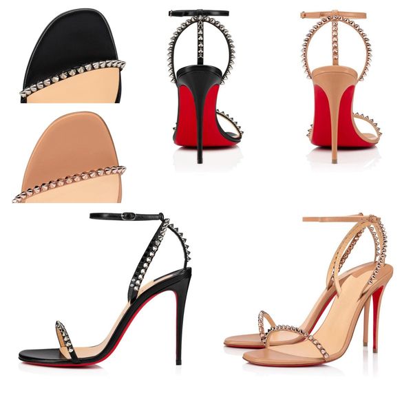 

with designer christians shoe pumps sandals high heels senior quality summer womens s lady black khaki leather peep toes straps rivets box