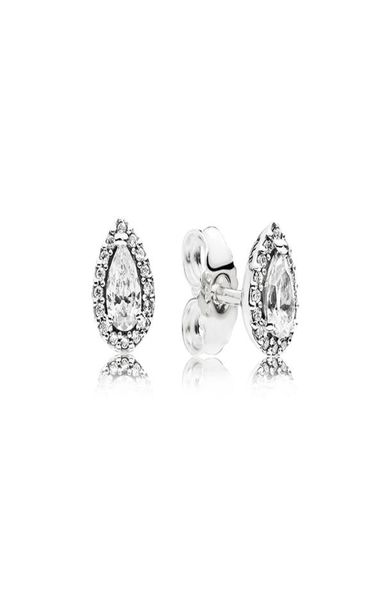 

sparkling teardrop halo stud earrings 925 sterling silver for pandora tear drop luxury designer jewelry women stud earring with or8680464, Golden;silver