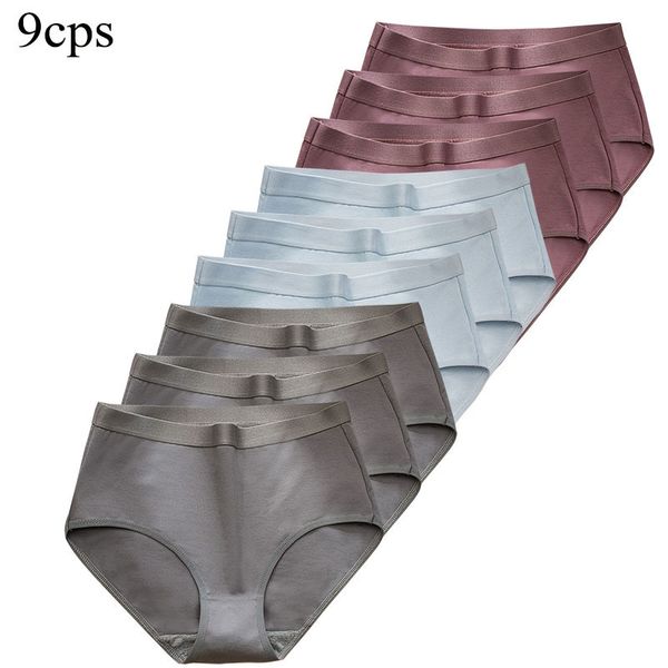 

women's panties 9pcs comfortable women panties cotton briefs stretch underwear high waist pants comfort lingerie female underpants soft, Black;pink