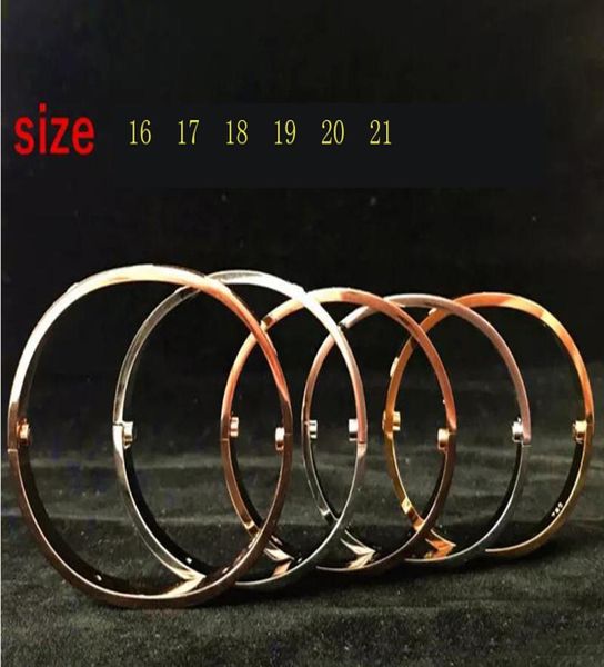 

fashion jewelry screw bangles 316l titanium steel with cz stone gold silver rose gold bracelets for women men gift size 16219016709, Black