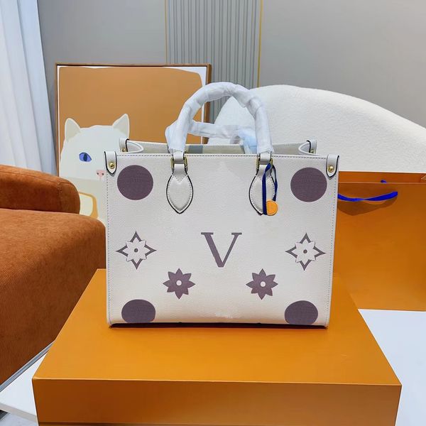 

on the go totes luxury designer fashion shoulder bag handbag double handle plain classic letter tote bags interior zipper pocket delicate