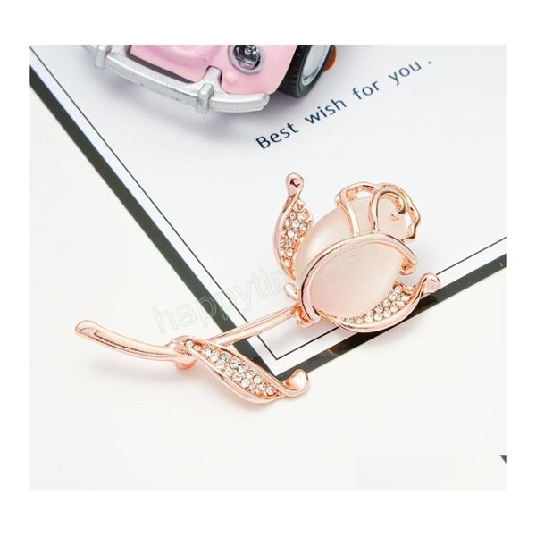 

pins brooches rhinestone rose flower brooches for women lady vintage elegant enamel pin valentines day gift coat accessories drop d dhpf3, Gray