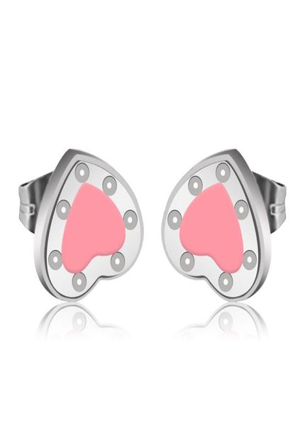 

10mm heart earring women couple blue flannel bag stainless steel thick piercing body jewelry gifts for woman accessories whole5518473, Golden;silver