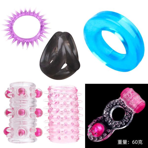 

toy massager men's sperm locking ring vibrating sheep's eye triangle pearl appeal product set