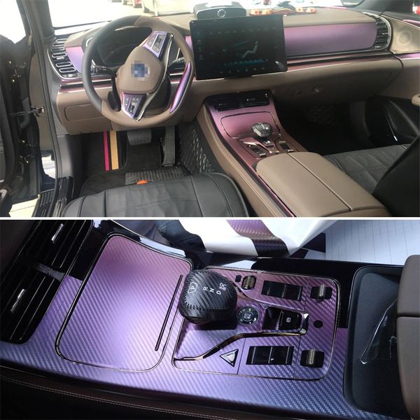 

3d/5d carbon fiber car interior center console cover color change molding sticker decals for byd han ev/dv 2020-2022