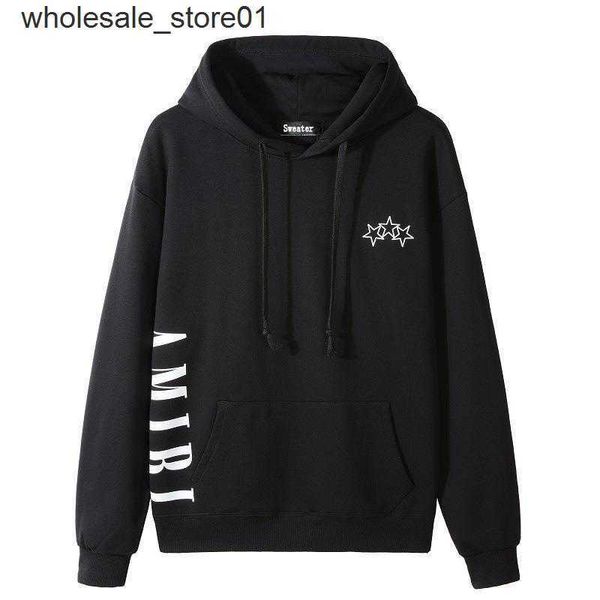 

men's hoodies designer sweatshirts amirs fashion brand pocket letter pattern casual loose sweater streetwear hoodie, Black