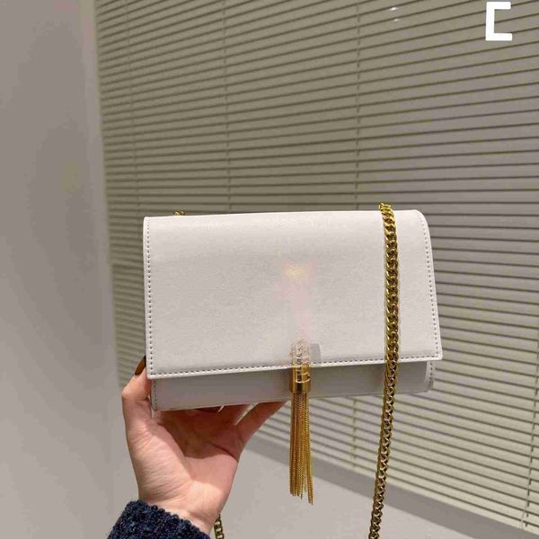 

designer siant lurant bag same leather messenger female tassel chain one shoulder ball grain high-grade small square 2k8r lady purse