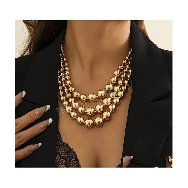 

chokers exaggerated ccb ball bead chain necklace for women trendy mtilayer choker jewelry drop delivery necklaces pendants dhxhu, Golden;silver