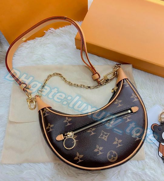 

designer loop m81098 half moon peas shoulder bag clutch latest handbag luxury fashion women's men straps metal chain tote crossbody den