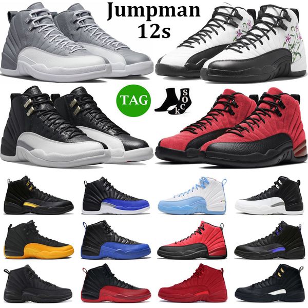

jumpman 12 12s men basketball shoes muslin stealth floral black taxi hyper royal playoffs gamma blue utility mens trainers sports sneakers