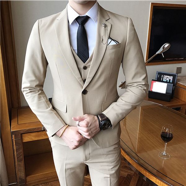 

men's suits blazers 3 pcs suit set fashion trend wedding blazer banquet business formal classic coat vest pants jacket trousers waistco, White;black