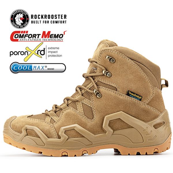 

height increasing shoes rockrooster hiking shoes men waterproof hunting boots tactical desert combat ankle male military mountian leather sn, Black;white