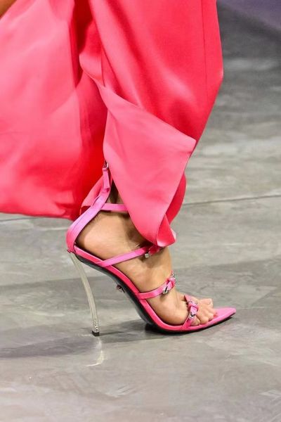 

omen's shoes 2022metal clasp embellished pointy heeled sandals zp last elegant line slim shoe tip metal buckle 105mm 02, Black