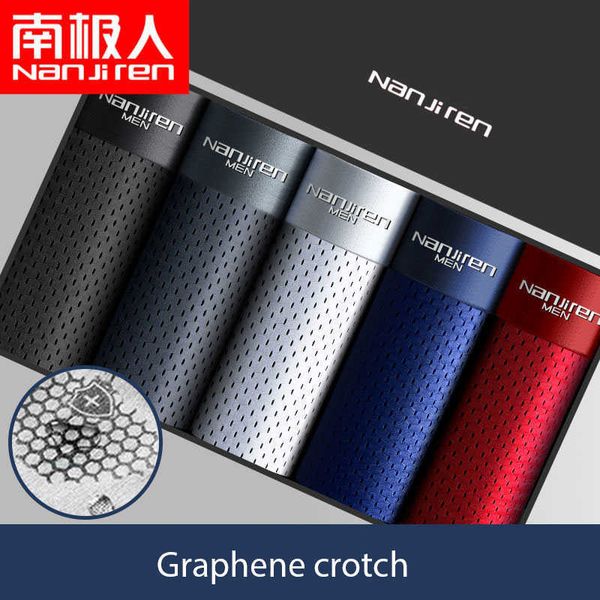 

men's underwear nanjiren - ice boxer graphene crotch pants shorts, Black;white