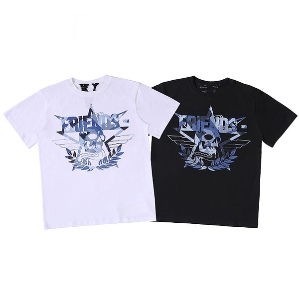 

vlone mens fashion brand short sleeve t shirt men womens blue star print tee high street hip hop clothing size s-xl, White;black