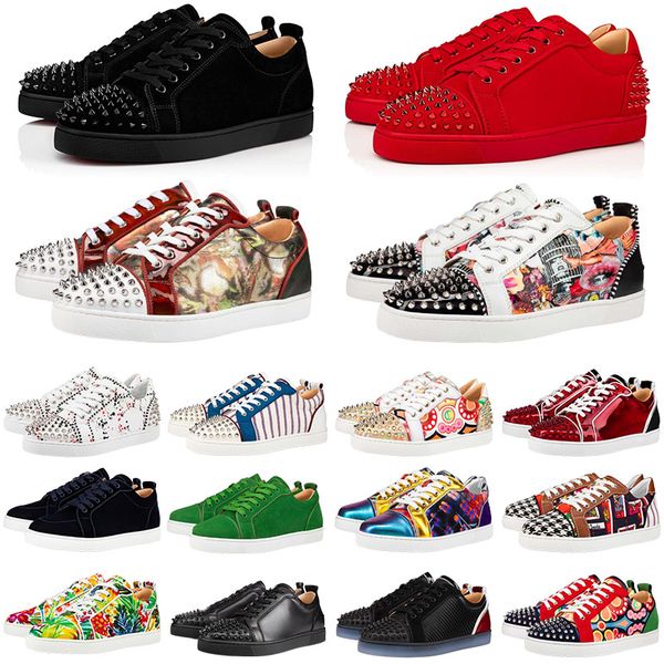 

designer shoe low dress shoes men black white camo green glitter grey rivets leather suede man trainer with box