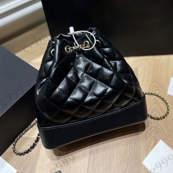

women wandering hobo fashion backpack college genuine leather diamond quilted vintage silver hardware double chain bucket wallets shoulder c