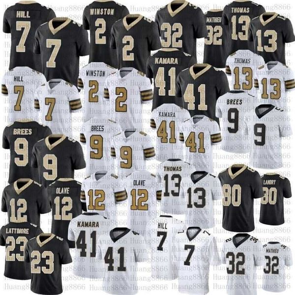 

men women youth tyrann mathieu football jarvis landry saint chris olave jameis winston drew brees alvin kamara thomas taysom hill marshon, Black;red