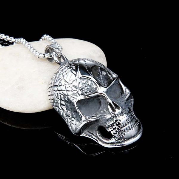 

punk skull pendant necklace ancient silver celtic stainless steel skeleton necklaces men fashion fine jewelry