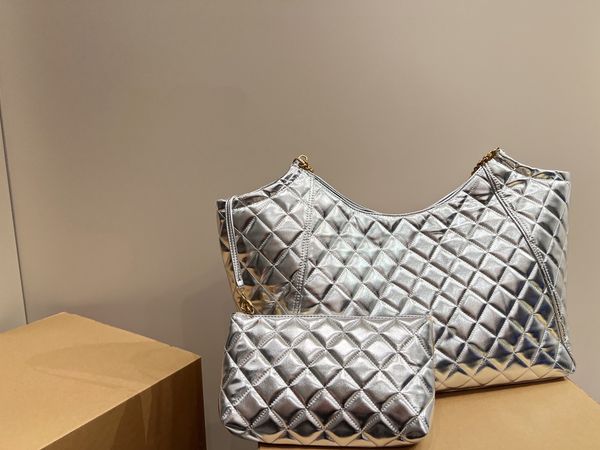 

tz women handbag gold/silver/black classic versatile chain tote bag large capacity shopping bags luxury fashion one shoulder crossbody bag 2