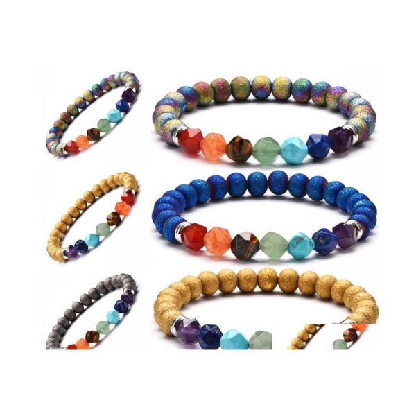 

beaded 8mm sparkling natural stone sectional energy crystal bracelets irregar beads yoga 7 chakra jewelry christmas gift drop deliver dhqow, Black