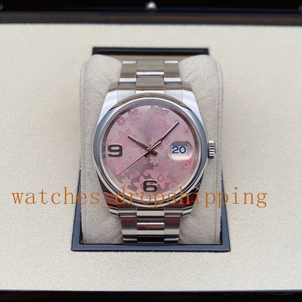 

nf v5 version lady watch pink flower 31mm appearance crystal stainless steel automatic mechanical self-winding sapphire glass wristwatch gif, Slivery;brown
