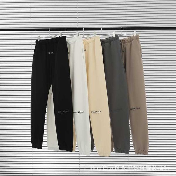 

casual sports pants feel of god essentials multi thread reflective fog pants high street casual sweat men's fashion, Black