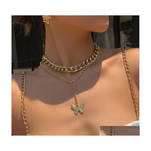 

chains gold color twisted rope butterfly pendant chunky wide thin chains necklaces for women minimalist necklace instajewelry drop d dhebl, Silver